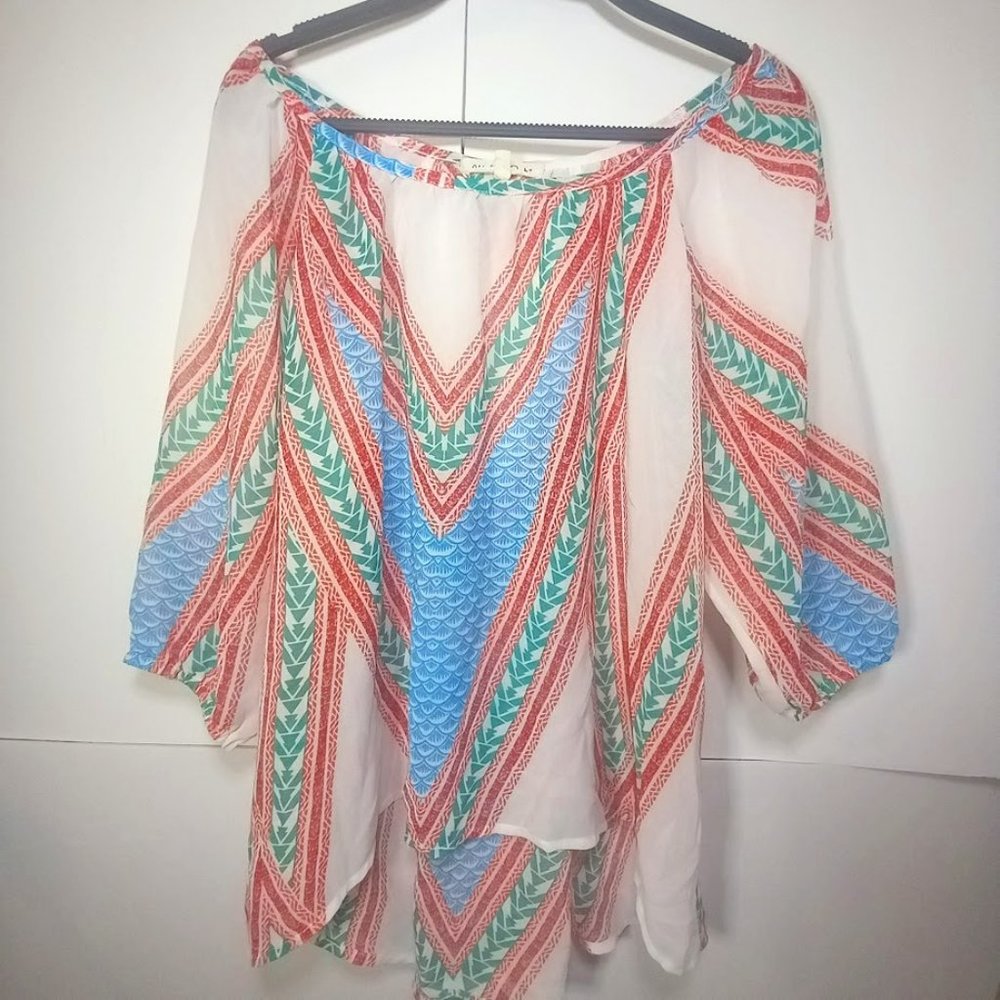 Women's Wish Park Sheer Pullover Blouse w/ half sleeves Size L